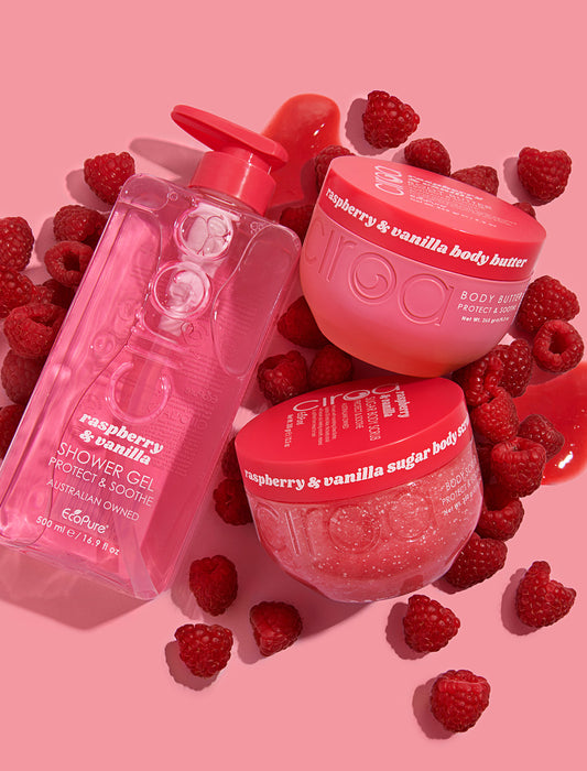 Zestaw Raspberry & Vanilla - żel, peeling i masło