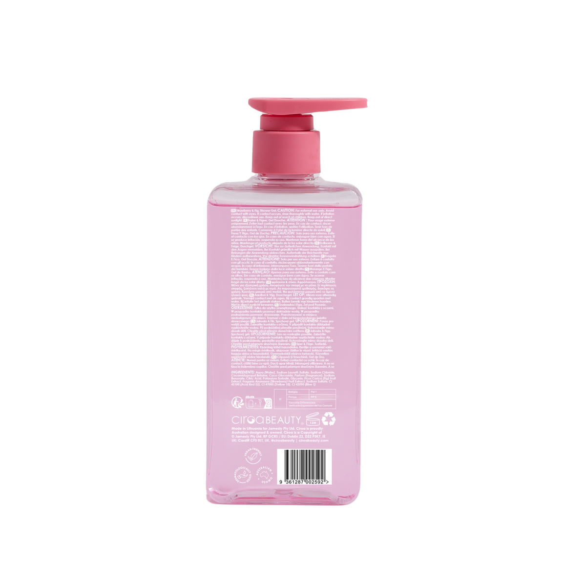 Żel pod prysznic Ciroa Strawberry and Fig 350 ml - etykieta
