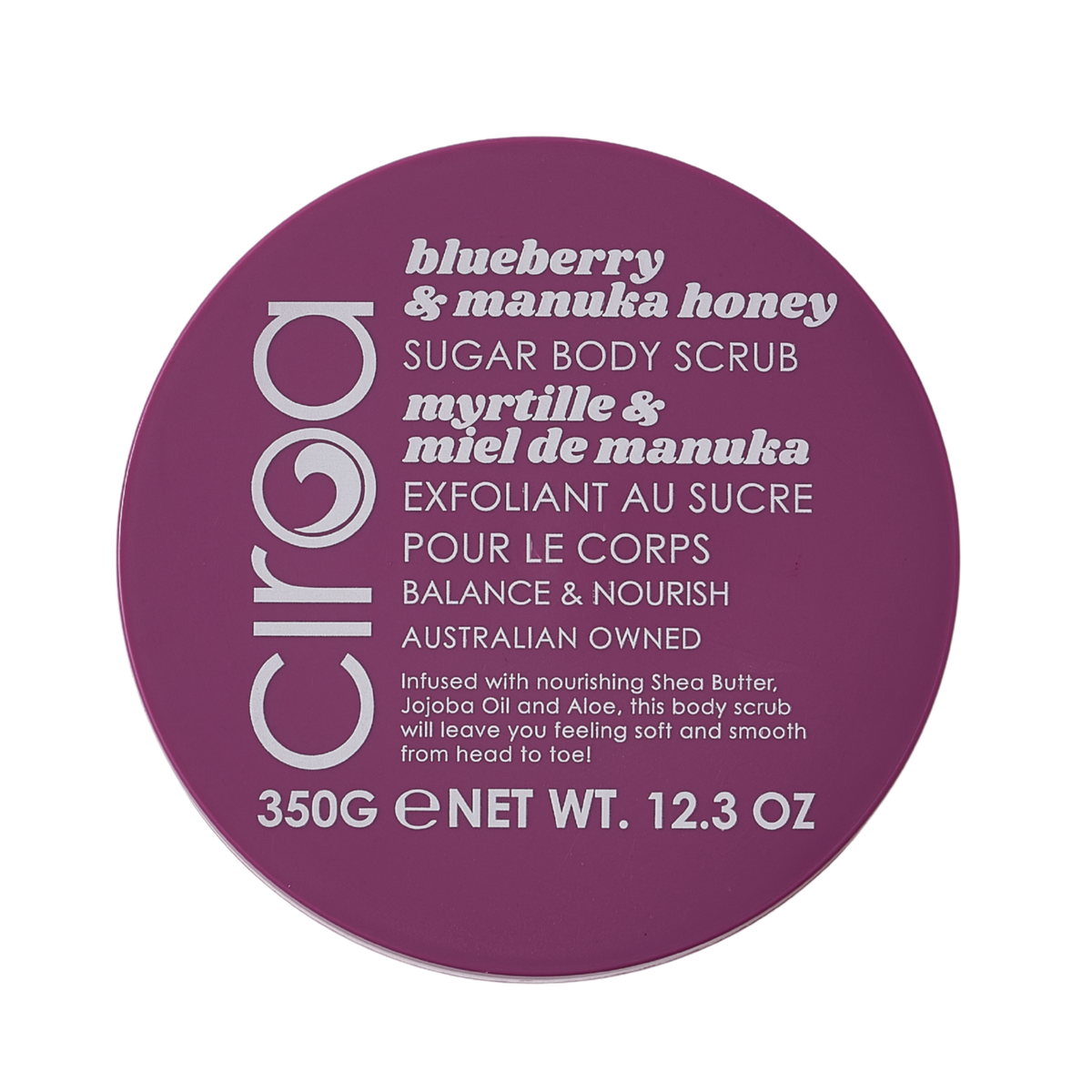 Peeling do ciała Ciroa Blueberry and Manuka Honey 350 g - etykieta